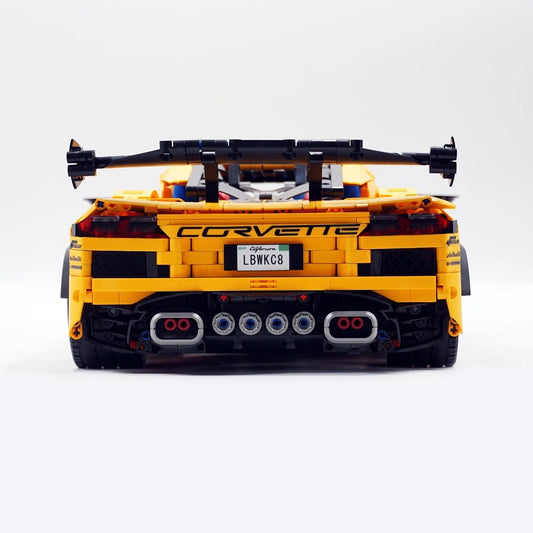 1: 8 Corvette C8 Supercar Building Sets with Remote Control, Electric lift tail, Electric Lifting Chassis, Electric Door (3788 Pcs)