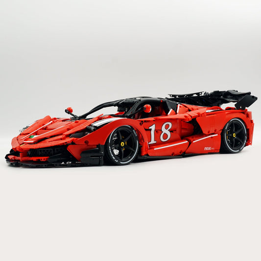 1: 8 LaFerrari FXXK EVO Custom Modified, Classic Red, Oversized Rear Wing (4739 Pcs)