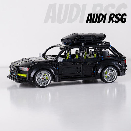 AUDI RS6 Black Warrior Set, High Detail Restoration, Travel SUV, Removable Roof Storage Box (2896 Pcs)