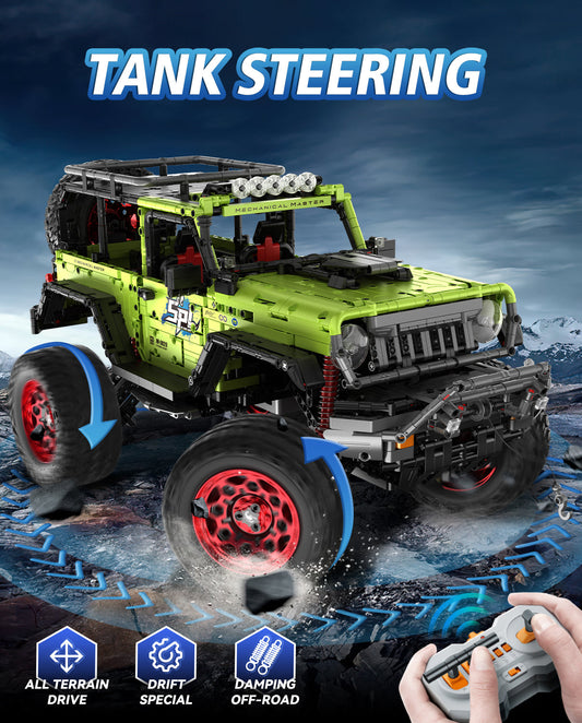 1: 6 Jeep Wrangler Off-Road Pickup Building Kit with Tank Steering, Adult Collectible Model Cars, 2121 Pcs