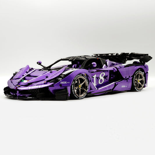1: 8 LaFerrari FXXK EVO Custom Modified, Rare Amethyst Color Enamel Paint, Oversized Rear Wing (4739 Pcs)
