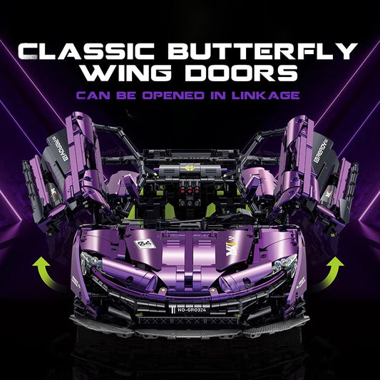 1: 8 McLaren P1 Phantom Purple Supercar Building Sets with Remote Control, Electric lift tail, Electric Doors (3568 Pcs)