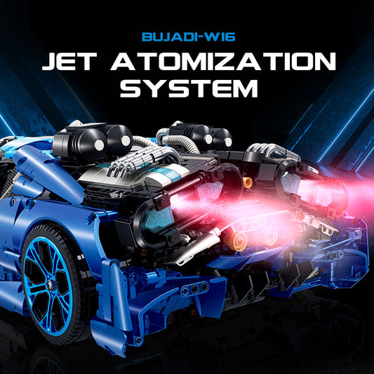 1: 8 Jet Bugatti Building Sets with Remote Control, Electric spray system and headlights (3868 Pcs)