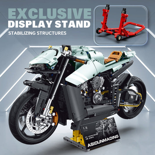 1:5 Aston Martin M7 Motorcycle Buiding Kit with Special Display Stand, Adult Collectible Models (2176 Pcs)