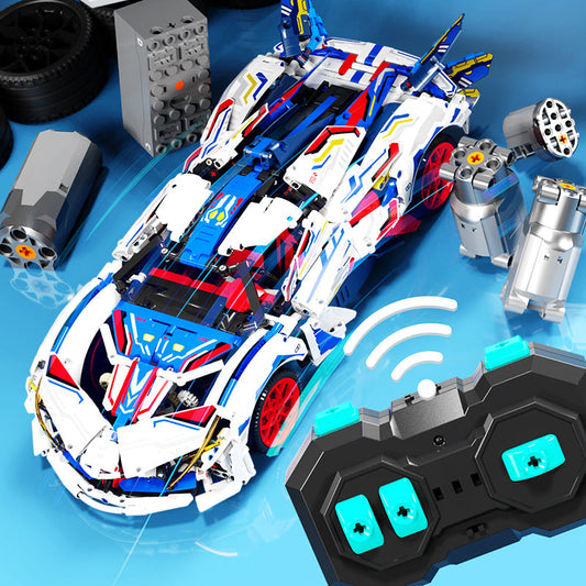 1:10 Apollo EVO Supercar Building Kit, Remote Control Drift, Electrically Deployable Rear Wing, 2088 Pcs