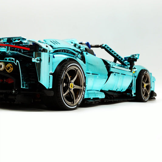 1: 8 Ferrari SF90XX Building Sets, Electroplating Tiffany Blue Customized Version (3982Pcs)