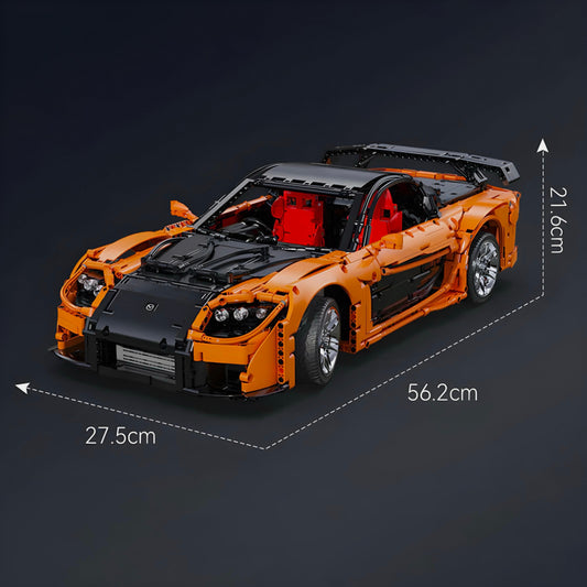 1: 8 Mazda RX-7 with Remote Control, Front and Rear Lights, All Printed Exterior Parts Without Stickers (3305 Pcs)