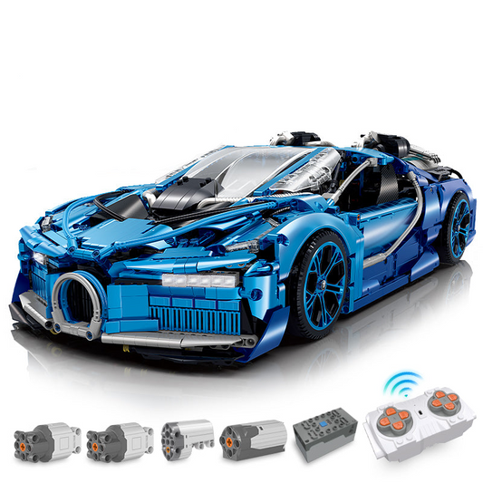 1: 8 Jet Bugatti Building Sets with Remote Control, Electric spray system and headlights (3868 Pcs)