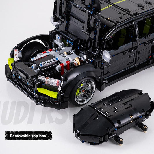 AUDI RS6 Black Warrior Set, High Detail Restoration, Travel SUV, Removable Roof Storage Box (2896 Pcs)